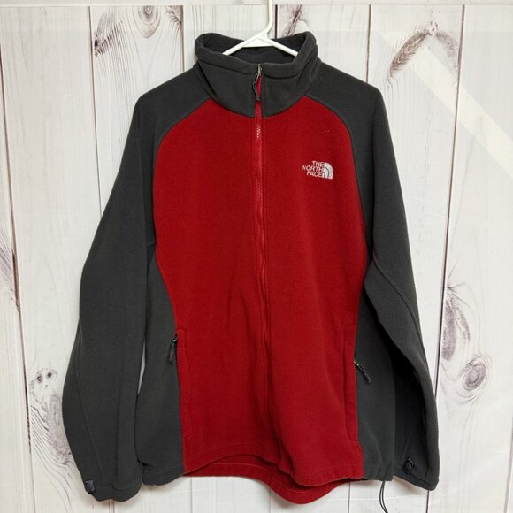 The North Face Full-Zip Fleece Jacket Men’s XL Red/Gray Soft Warm EUC - Picture 1 of 10